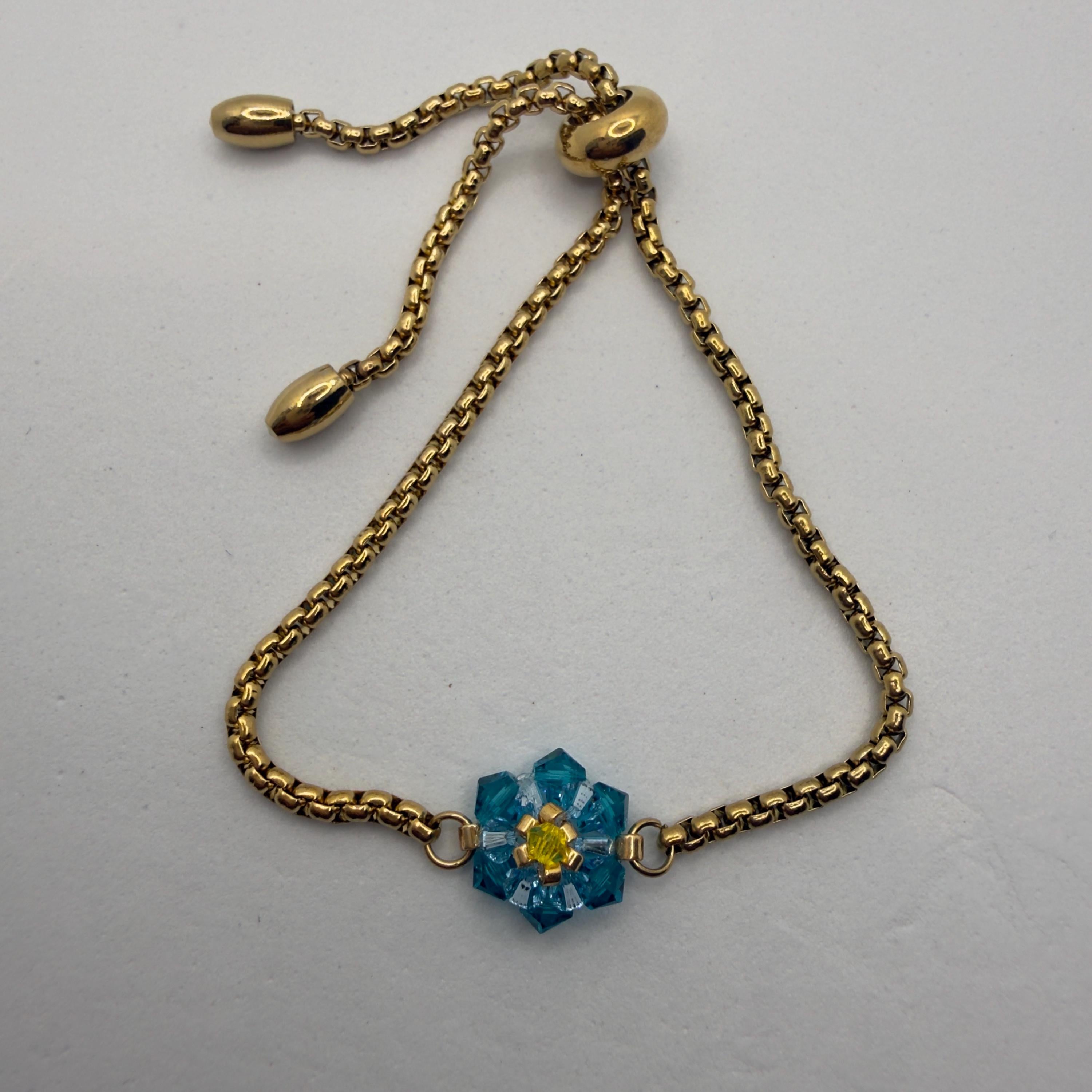 Hand-sewed Genuine Austriac Crystal 6 Petal Flower Bracelet