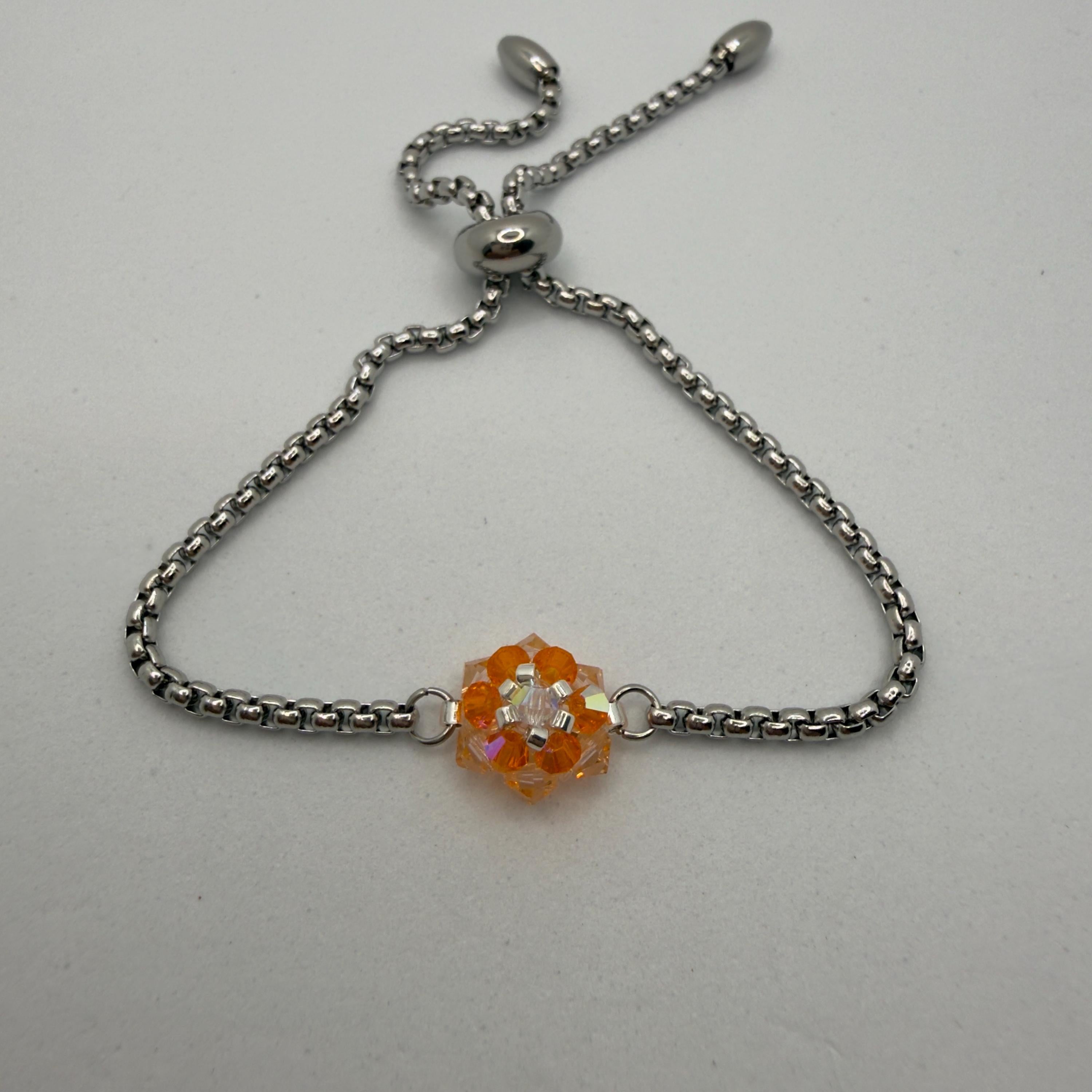 Hand-sewed Genuine Austriac Crystal 6 Petal Flower Bracelet