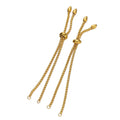 Gold Stainless Steel Slider Bracelet Blanks, Adjustable Box Chain Jewelry Making Supply