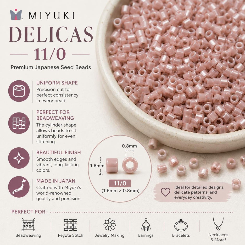 Miyuki Delicas 11/0 | Japanese Cylinder Seed Beads for Peyote Loom Jewelry