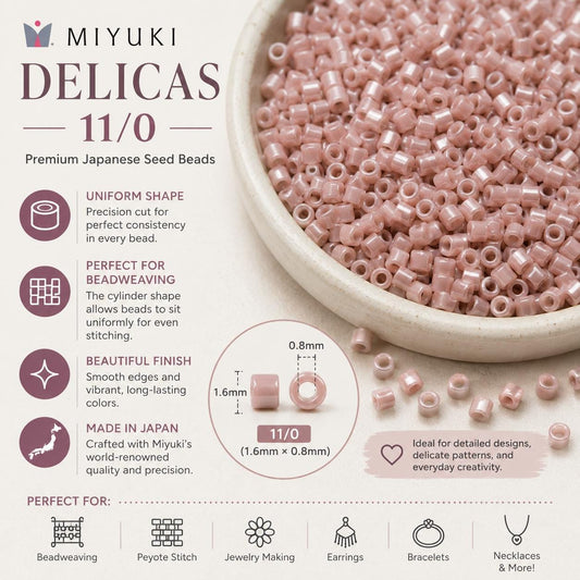 Miyuki Delicas 11/0 | Japanese Cylinder Seed Beads for Peyote Loom Jewelry