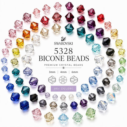 Genuine Swarovski Crystal Bicone Beads (5328) | 3mm 4mm 6mm Jewelry Making Supplies