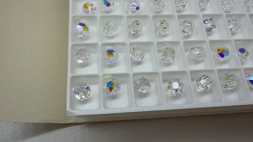 Swarovski Crystal Round Beads | 5000 | 6mm Clear AB | Faceted Jewelry Making Loose Crystals